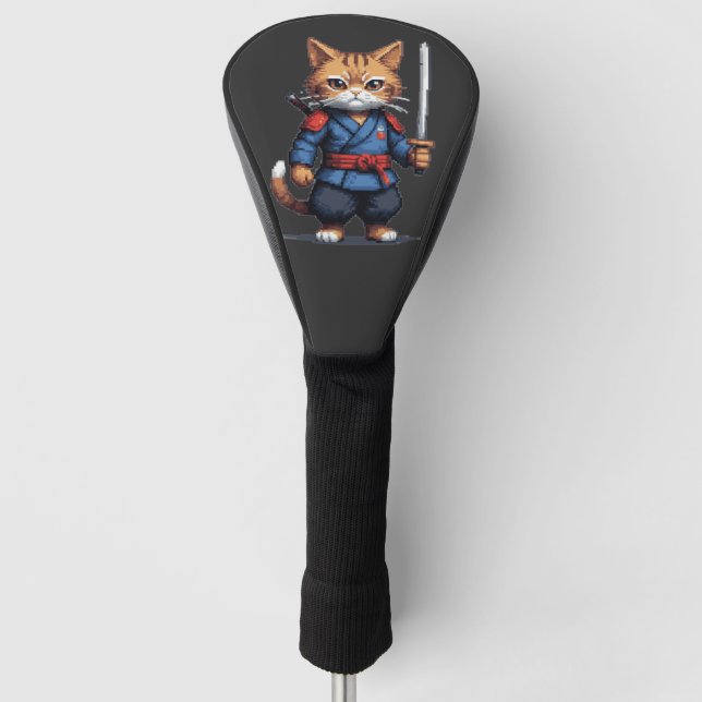Couvre-club De Golf Pixel de chats Samurai (Devant)