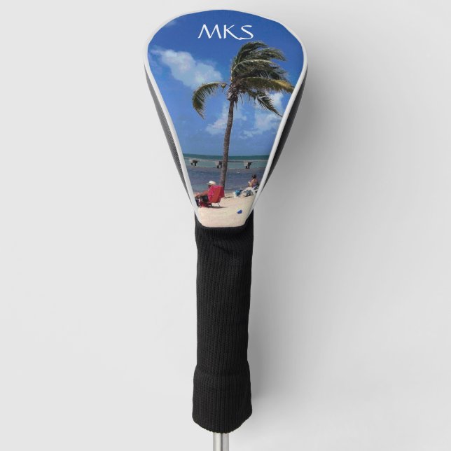 Couvre-club De Golf Plage avec Coconut Palm monogramme Golf Head Cover (Devant)