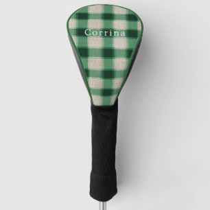 Couvre-club De Golf Plaid à la crème verte