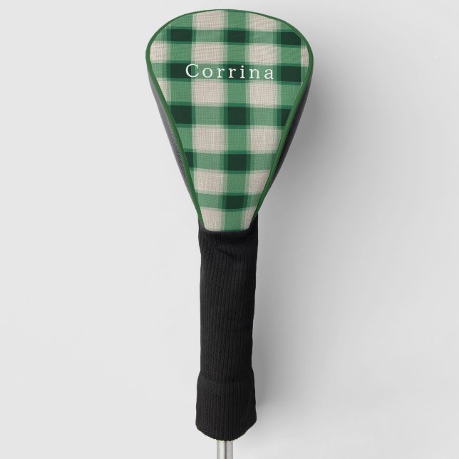 Couvre-club De Golf Plaid à la crème verte (Devant)