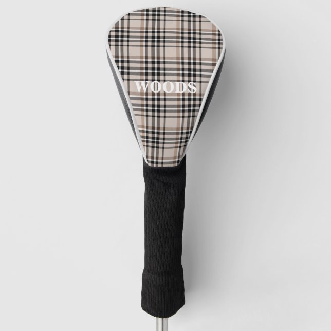 Couvre-club De Golf Plaid Beige personnalisé (Devant)