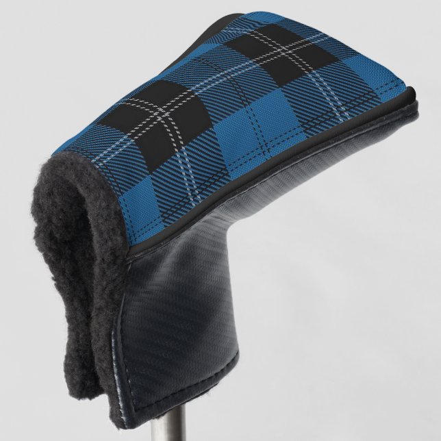 Couvre-club De Golf Plaid de tartan de chasse de noir bleu de Ramsay (Devant 3/4)