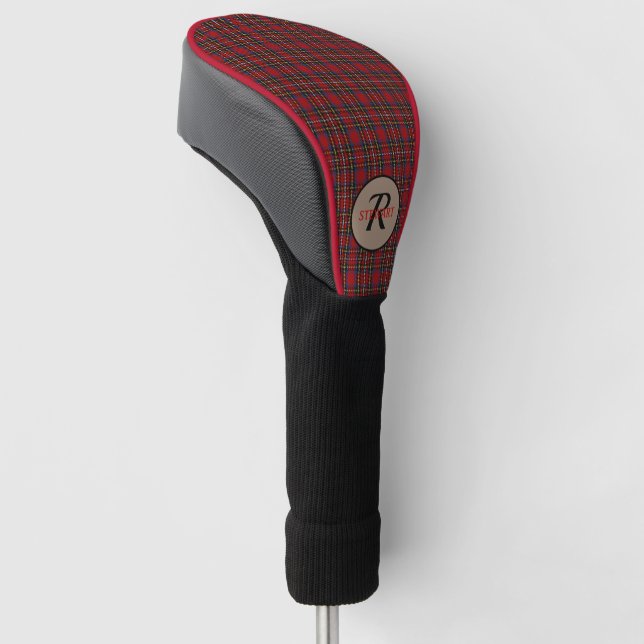 Couvre-club De Golf Plaid Stewart Red Tartan Cadeau Monogramme Homme (Incliné)