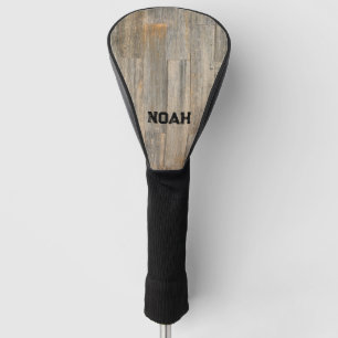 Couvre-club De Golf Planches à grains de bois rustique en relief