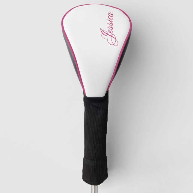 Couvre-club De Golf Police de script rose chaud élégant (Devant)