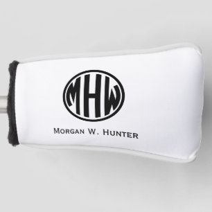Couvre-club De Golf Police Monogramme Cercle Noir Blanc DIY Fond