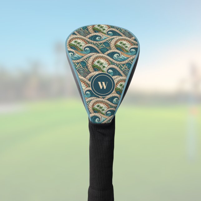 Couvre-club De Golf Polynesian Tropical Wave Palm Trees Pattern Name (Créateur téléchargé)