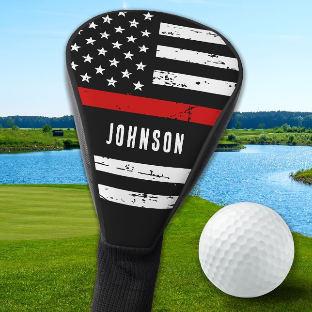 Couvre-club De Golf Pompier personnalisé États-Unis Drapeau mince lign (Créateur téléchargé)