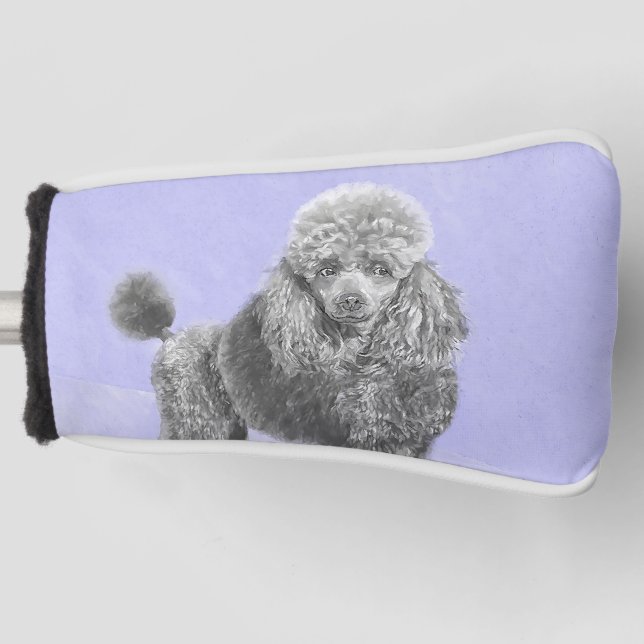 Couvre-club De Golf Poodé Jouet miniature Argent gris bleu Chien Art (Devant)