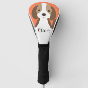 Couvre-club De Golf Portrait de chien marron et blanc mignon
