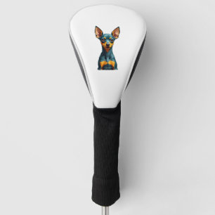Couvre-club De Golf Portrait de Pinscher Miniature Vintage Coloré Grav