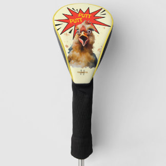Couvre-club De Golf Poulet aquarelle drôle humour golf monogramme