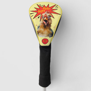 Couvre-club De Golf Poulet aquarelle drôle humour golf monogramme