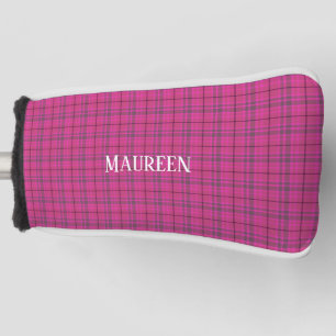 Couvre-club De Golf Poupée tartan rose et violet préppante personnalis