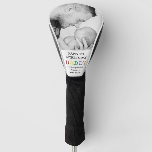 Couvre-club De Golf Première Fête des pères mignonne papa photo (Devant)