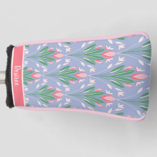 Couvre-club De Golf Preppy Pink Tulips Golf Head Cover pour elle