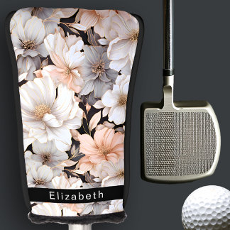 Couvre-club De Golf Pretty Peach and White Peony Personalized