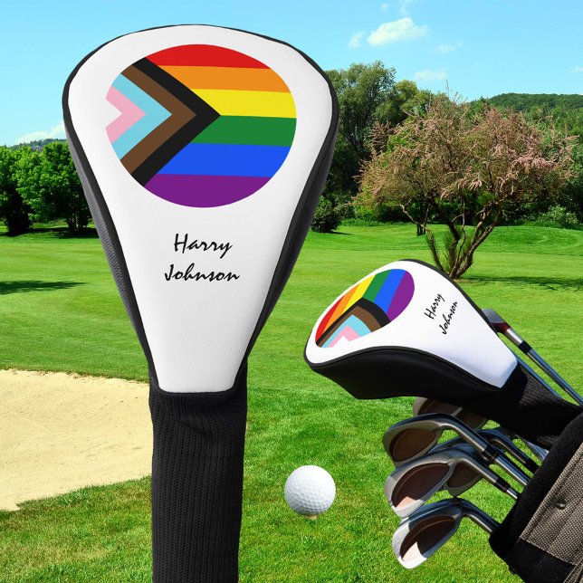 Couvre-club De Golf Progrès Rainbow Flag & Pride, monogrammed / LGBTQ (Créateur téléchargé)