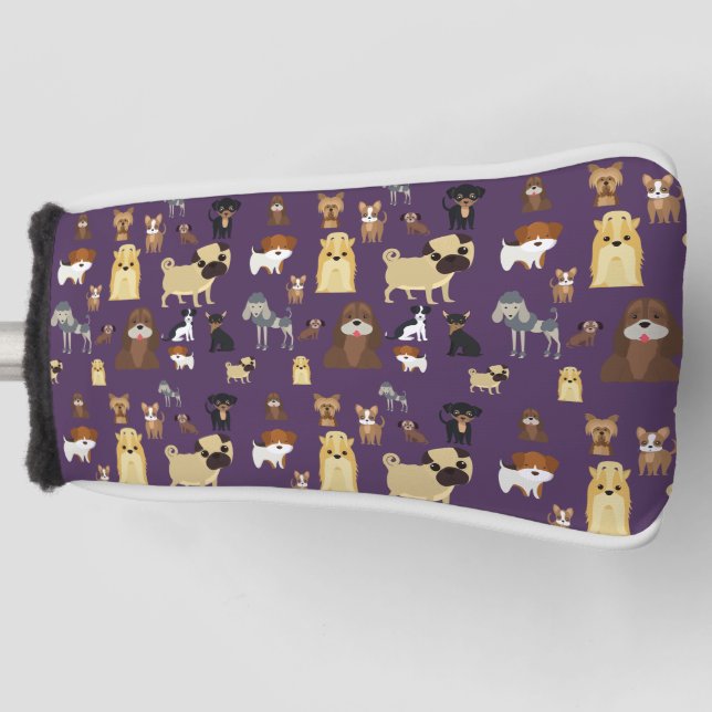 Couvre-club De Golf purple backgrogs dogs (Devant)