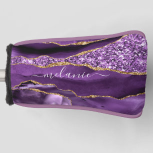 Couvre-club De Golf Purple Gold Parties scintillant Golf Head Cover No