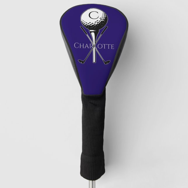 Couvre-club De Golf Purple Tee Monogrammed Golf Tee (Devant)