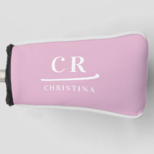 Couvre-club De Golf Putter Féminin Monogramme Moderne Rose