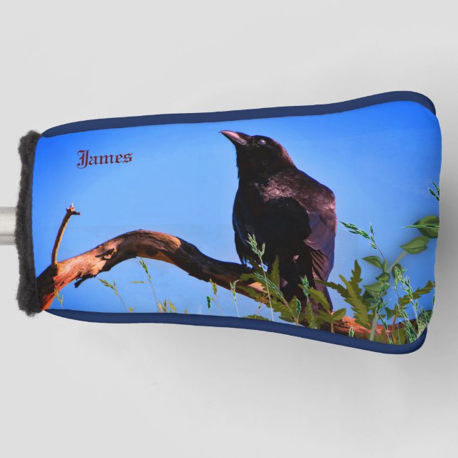 Couvre-club De Golf Putter Raven noir oiseau (Devant)