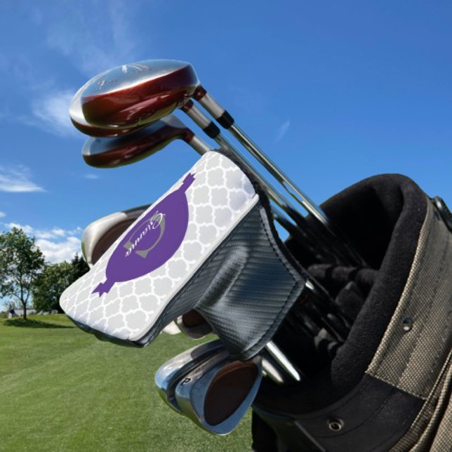 Couvre-club De Golf Quatrefoil pourpre Couverture de tête de golf pers (Purple Quatrefoil Personalized Golf Head Cover)