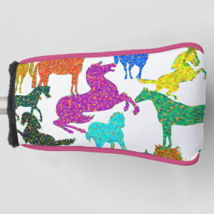 Couvre-club De Golf Rainbow Horses - "Dotty about Horses !"