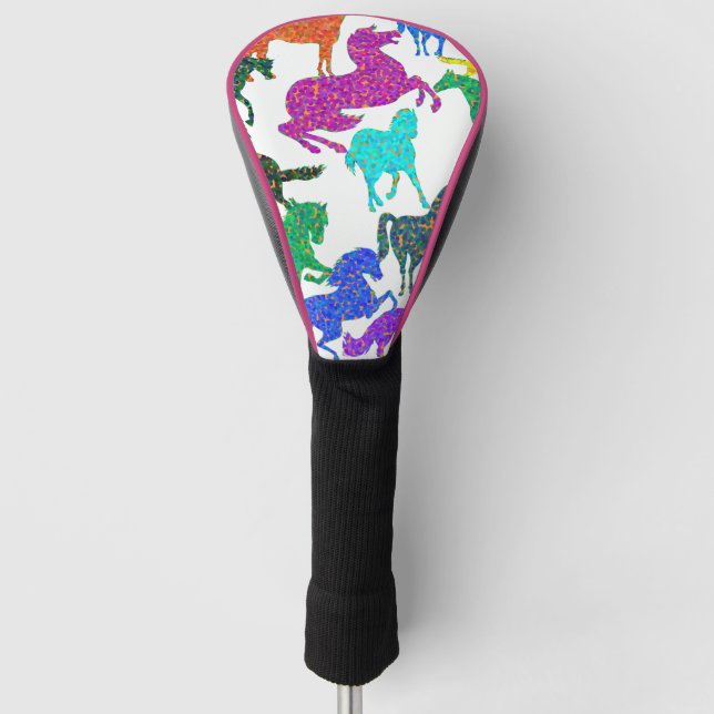 Couvre-club De Golf Rainbow Horses - "Dotty about Horses !" (Devant)
