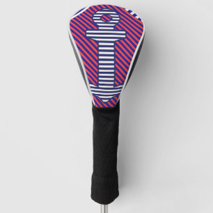 Couvre-club De Golf Rayure diagonale Ancre bleue 