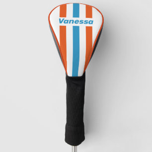 Couvre-club De Golf Rayures à broches nostalgiques d'été avec nom