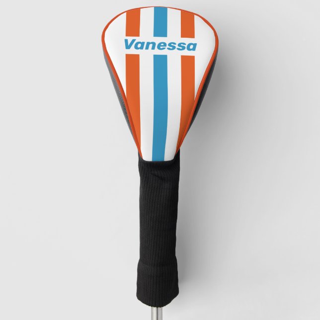 Couvre-club De Golf Rayures à broches nostalgiques d'été avec nom (Devant)