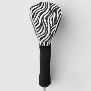 Couvre-club De Golf Rayures de zèbre Imprimé de paillettes noires Anim
