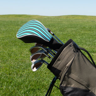 Couvre-club De Golf Rayures d'effet en métal 3D noir et bleu néon mode