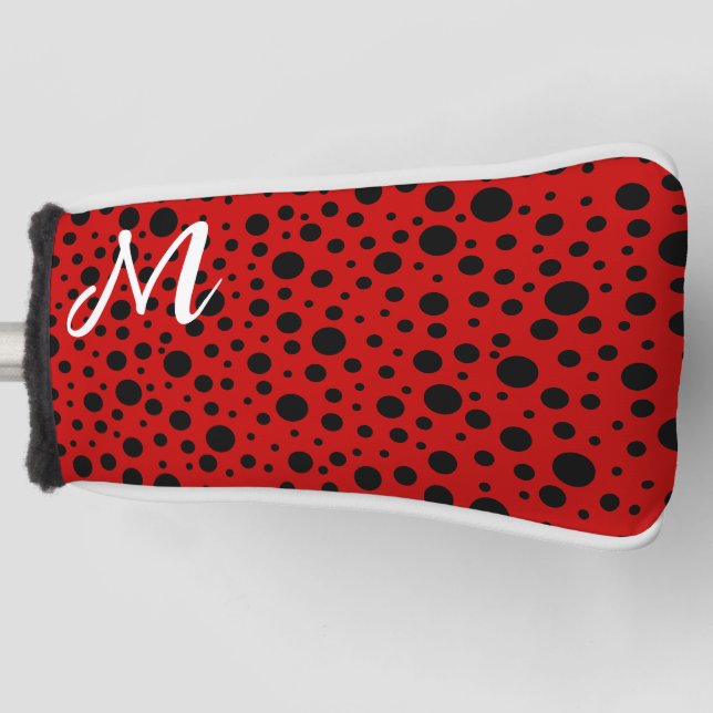 Couvre-club De Golf Red and black polka dots funny ladybug (Devant)