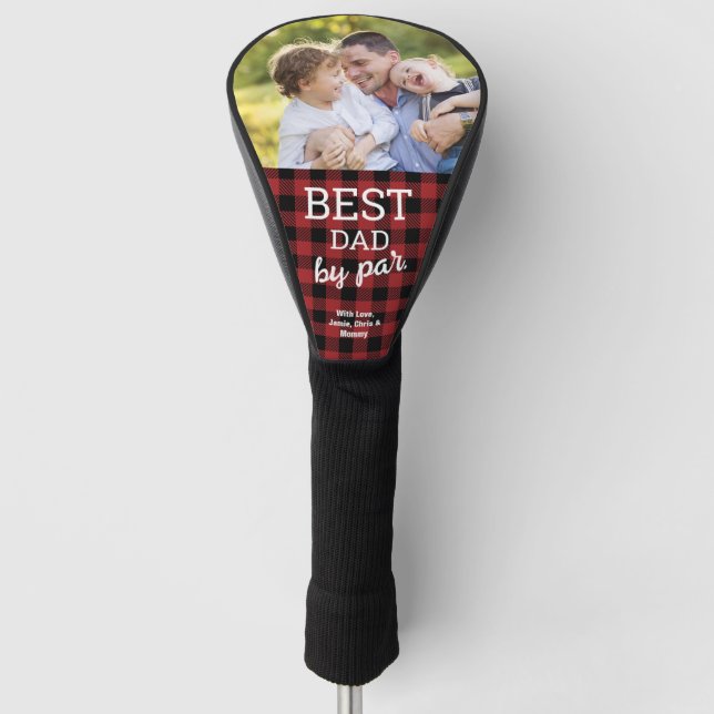 Couvre-club De Golf Red Buffalo Plaid Best Papa par Par Photo personna (Devant)