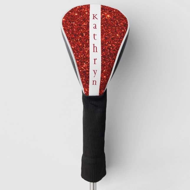 Couvre-club De Golf Red Glitter Personalized Name (Devant)