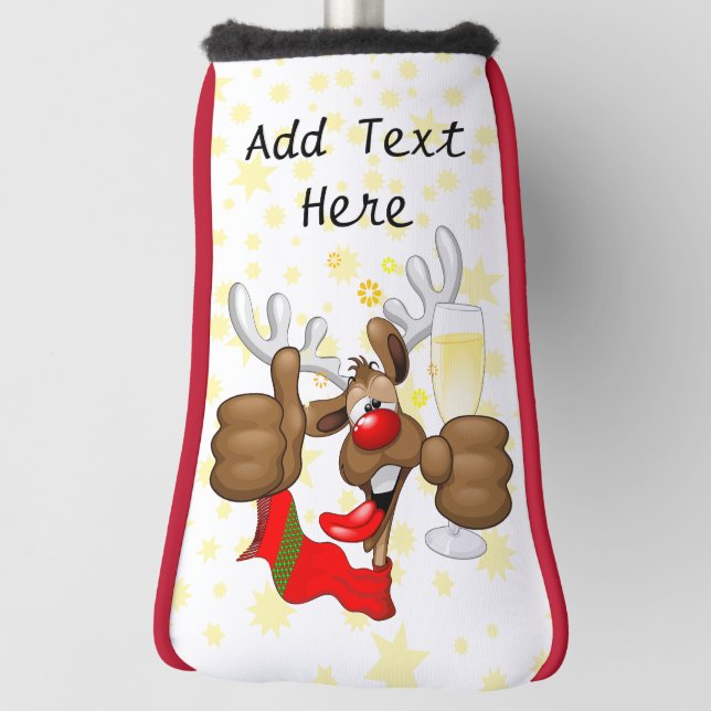 Couvre-club De Golf Reindeer Drunk Funny Caractère de Noël (Tourné à 90°)