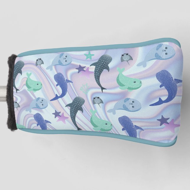 Couvre-club De Golf requin bleu ombre sur galaxie en pente Espace (Devant)