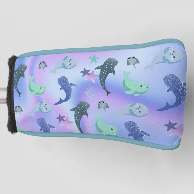 Couvre-club De Golf requin bleu ombre sur galaxie en pente Espace (Devant)