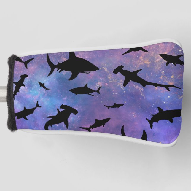Couvre-club De Golf requin de l'ombre baleine sur galaxie en pente (Devant)