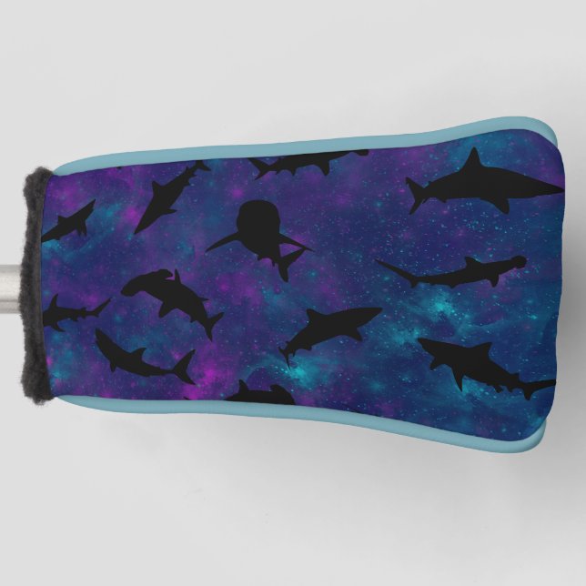 Couvre-club De Golf requin-poisson bleu sur galaxie dégradée Espace (Devant)
