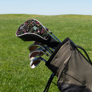 Couvre-club De Golf Ressort floral noir personnalisé pour Fleur sauvag