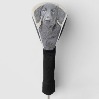 Couvre-club De Golf Retriever à couche plate - Art original de chien