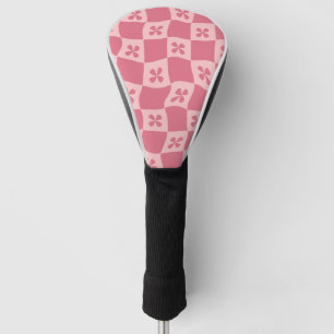 Couvre-club De Golf Retro rose À damiers motif floral