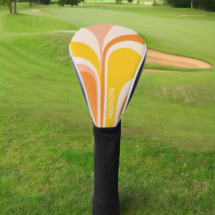 Couvre-club De Golf Retro Super Peach Orange Yellow Name