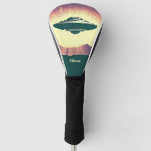 Couvre-club De Golf Rétro UFO Vintage au coucher du soleil Personnalis