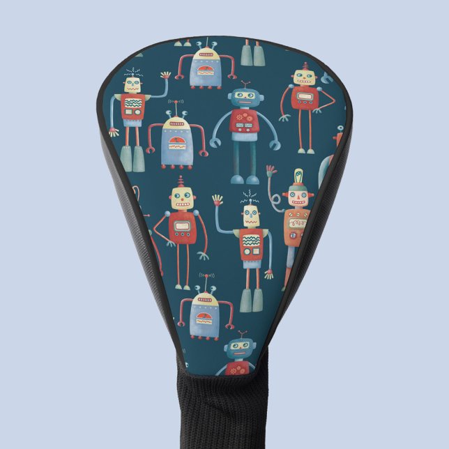 Couvre-club De Golf Robot Motif Retro (Fun retro robots pattern  golf head cover)