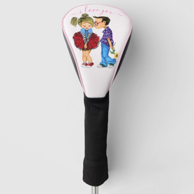 Couvre-club De Golf Romantic Couple Golf Head Cover Cadeau - I Love Yo (Devant)
